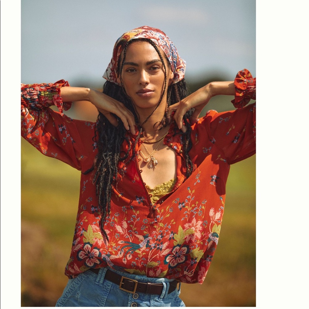ANTHROPOLOGIE NWT FLORAL CHIFFON BLOUSE 🔥